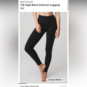 7/8 airbrush black alo leggings